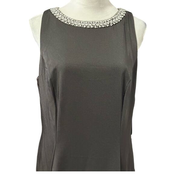 Mac Duggal Maxi Dress Sheath Silhouette Sleeveless Beaded Neck Black W 12 NWT - Picture 3 of 10